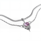 Bộ 2 dây chuyền đôi Heart & Blade Hồng